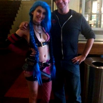 Alabama FireCracker pre breast (i)mplants, doing cos play at the comic con – SGB natch cosplaying with blue hair wig